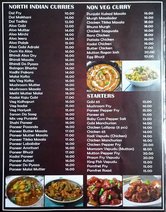 Nandini Andhra Restaurant Menu 