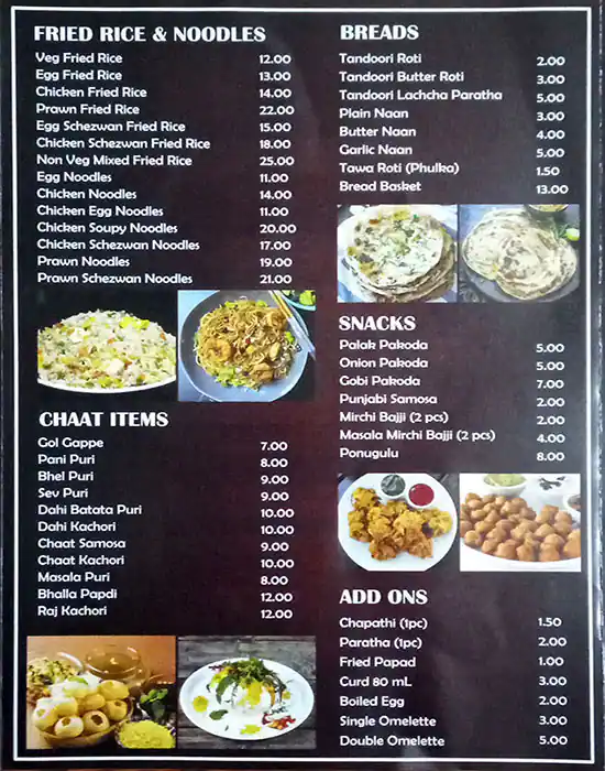 Nandini Andhra Restaurant Menu 