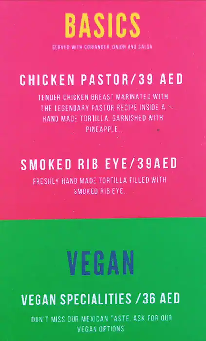 La Patrona Menu in The Ripe Market, Al Sufouh, Dubai 