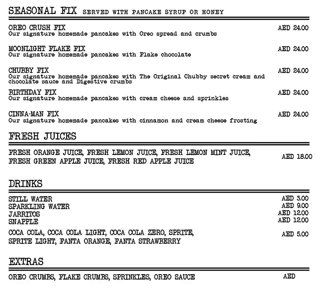 Breakfast Fix Menu in New Dubai 