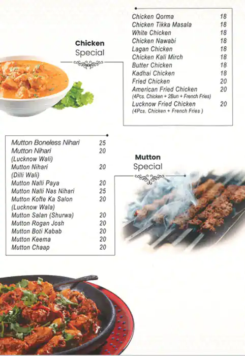 Via Lucknow Menu in Meena Bazaar, Dubai 