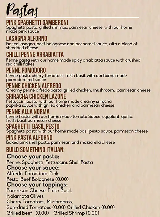 Something Italian Menu in New Dubai 