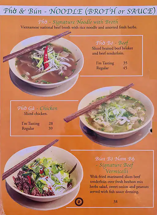 Saigon - Taste of Vietnam Menu 