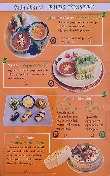 Saigon - Taste of Vietnam Menu 