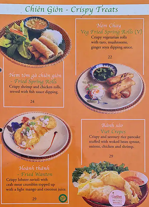 Saigon - Taste of Vietnam Menu 