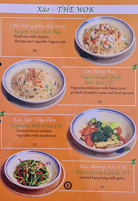 Saigon - Taste of Vietnam Menu 