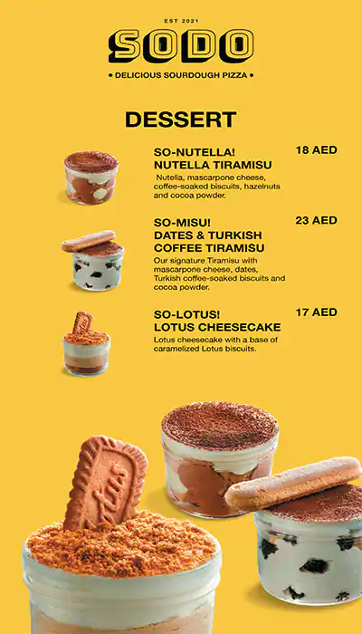 SoDo Sourdough Pizza Menu in Deira 