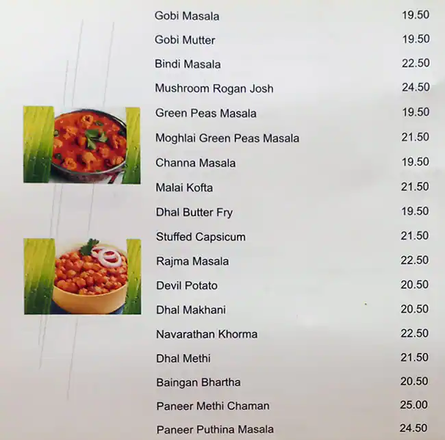 Saravanaa Bhavan - سرافانا بهافان Menu 