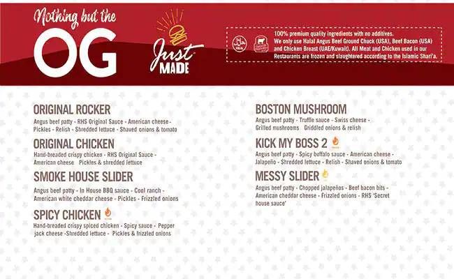 Rock House Sliders Menu in TECOM and around 