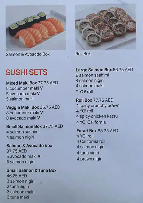 YO! Sushi Menu in New Dubai 
