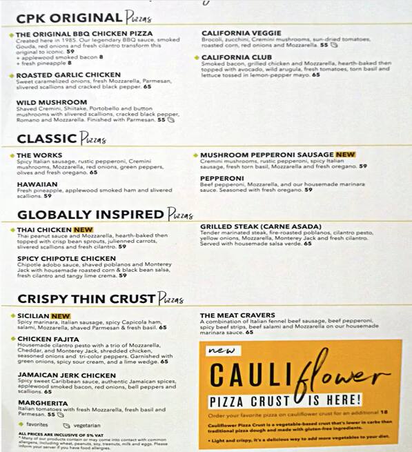 CPK GO by California Pizza Kitchen - سي بي كيه جو باي كاليفورنيا بيتزا كيتشن Menu 