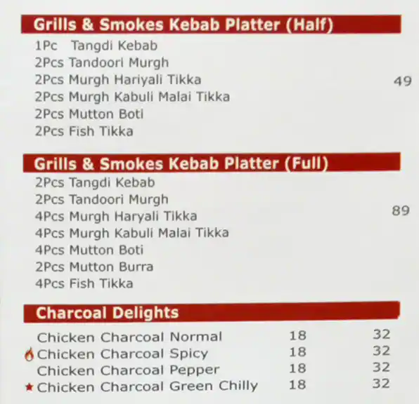 Grills & Smokes Menu in Al Nahda, Dubai 