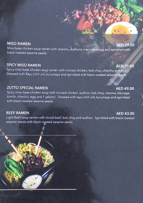 Zutto Suki Ramen Restaurant Menu 