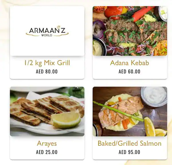 Armaanz World Menu in CITY WALK, Al Safa, Dubai 