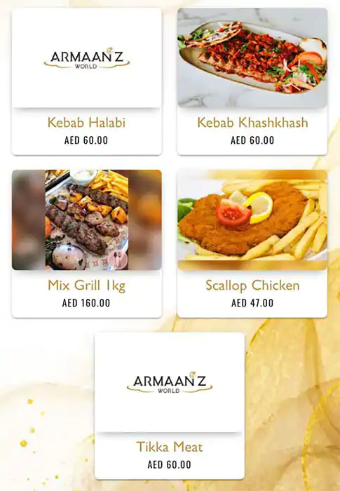 Armaanz World Menu in CITY WALK, Al Safa, Dubai 