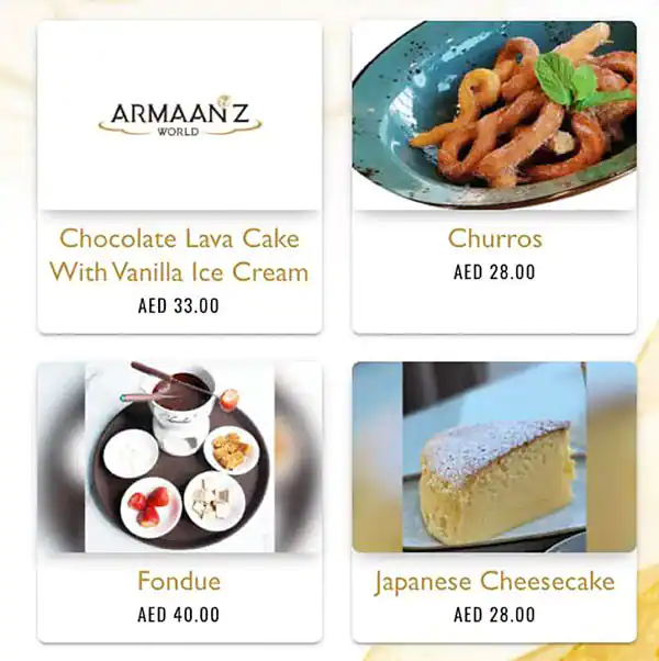 Armaanz World Menu in CITY WALK, Al Safa, Dubai 