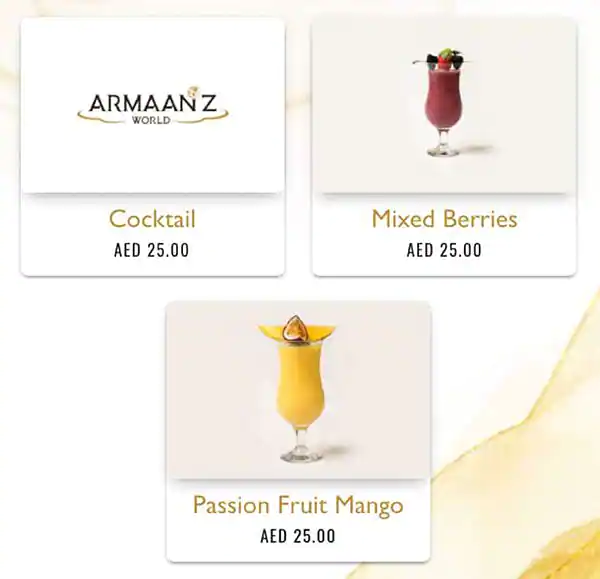 Armaanz World Menu in CITY WALK, Al Safa, Dubai 