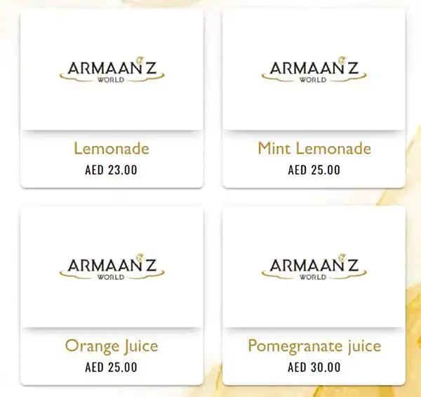 Armaanz World Menu in CITY WALK, Al Safa, Dubai 