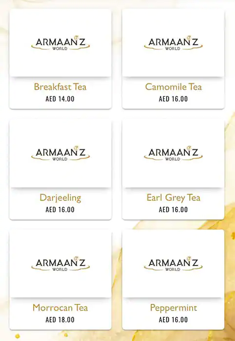 Armaanz World Menu in CITY WALK, Al Safa, Dubai 