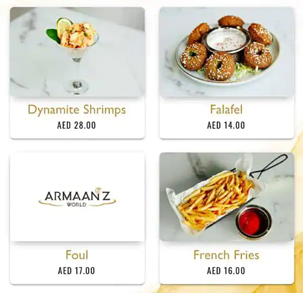 Armaanz World Menu in CITY WALK, Al Safa, Dubai 