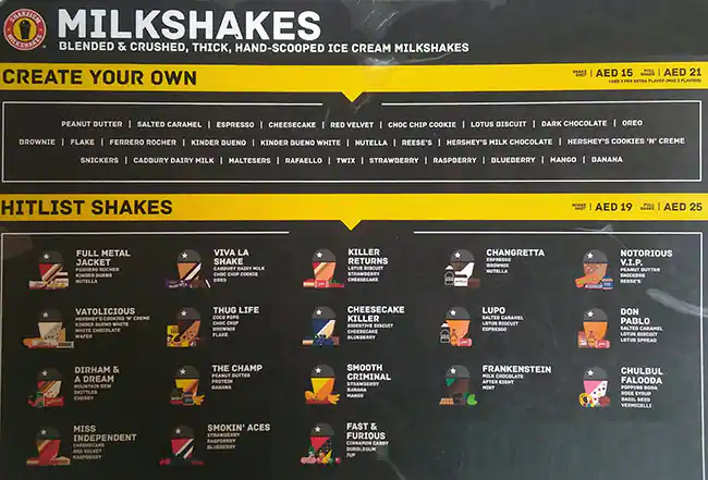 Shakeism Milkshakes - شيكزم ميلك شيكس Menu 