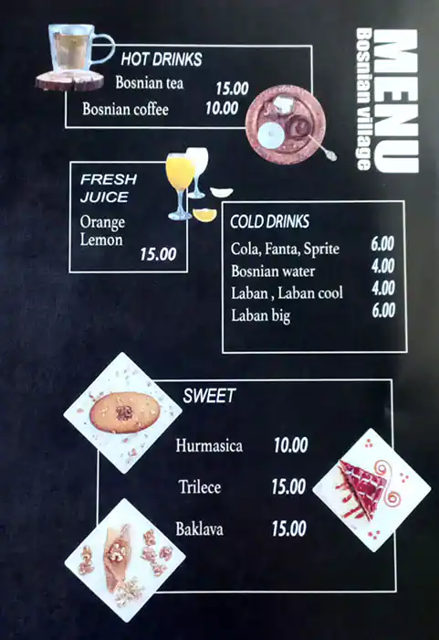 Bosnian Village Menu in Q1 Mall, Al Warqa, Dubai 