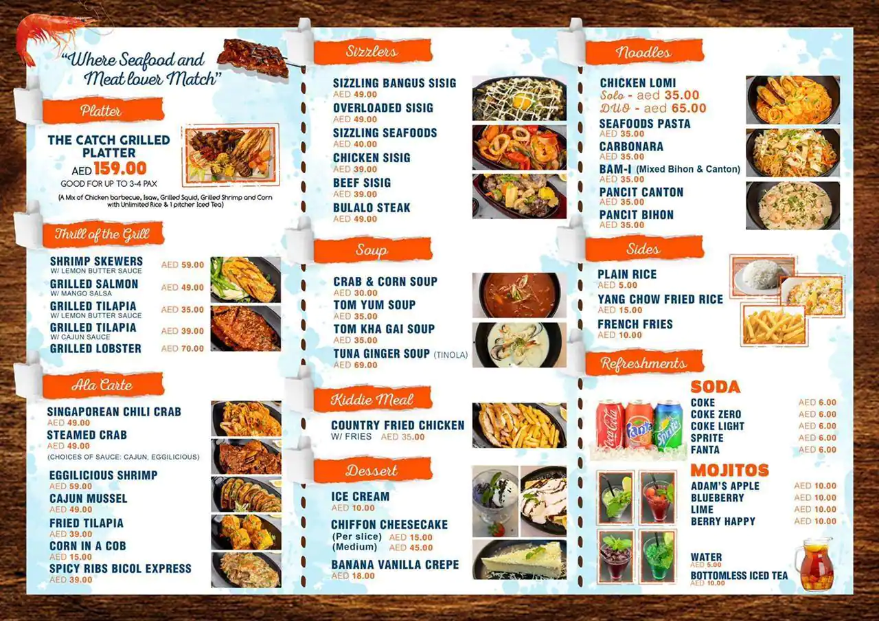 The Catch Seafoods & Grill Restaurant Menu 
