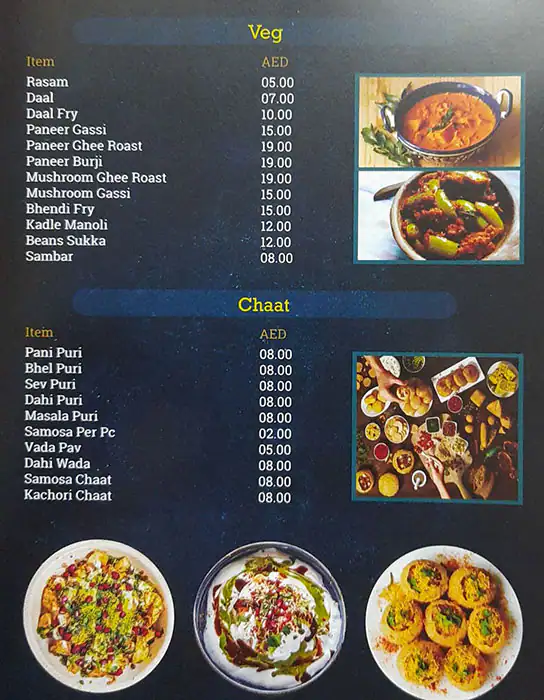 Kudla Restaurant Menu in Oud Metha, Dubai 