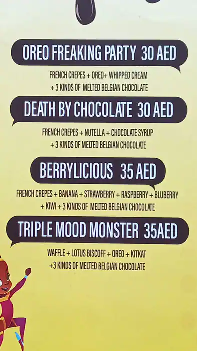 Yalla Choco Menu in Al Karama, Dubai 