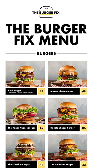 The Burger Fix Menu in Outer Dubai 