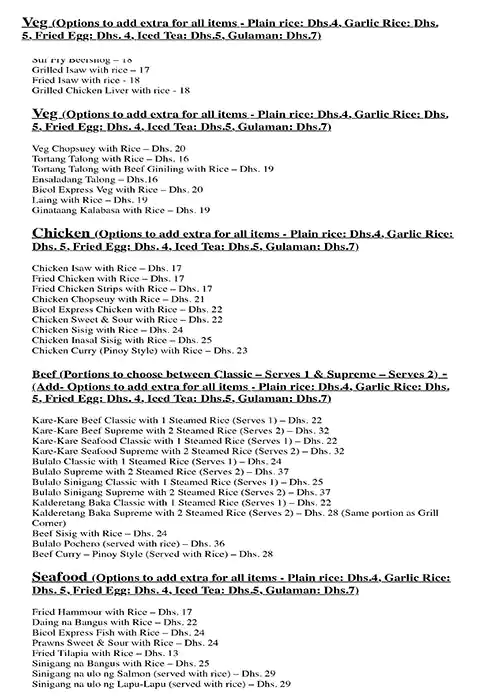 Silog Express Menu in Hyatt Place Dubai, Al Rigga, Dubai 