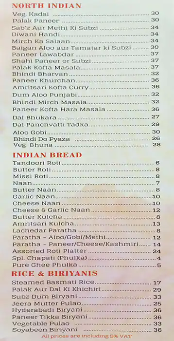 Kailash Parbat Menu in Oud Metha, Dubai 