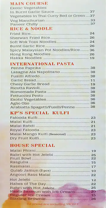 Kailash Parbat Menu in Oud Metha, Dubai 