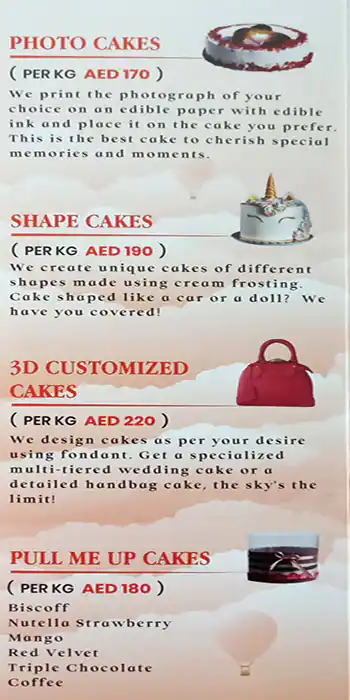 7th Heaven Bakery Menu in Al Karama, Dubai 