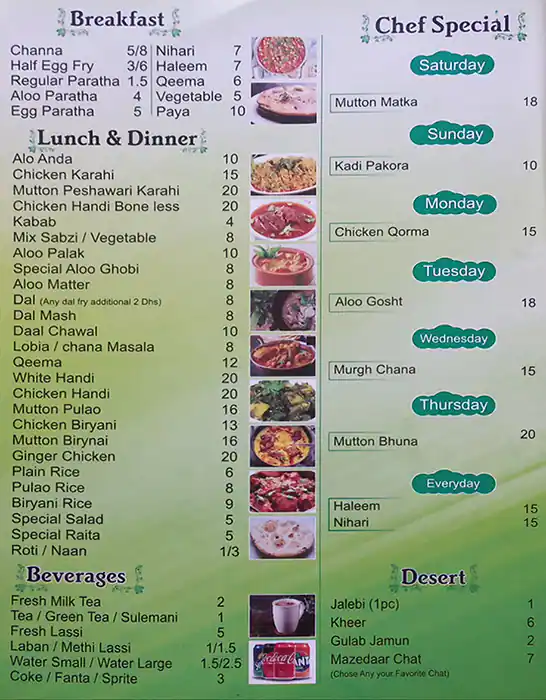 Mazedaar Biryani Restaurant Menu 