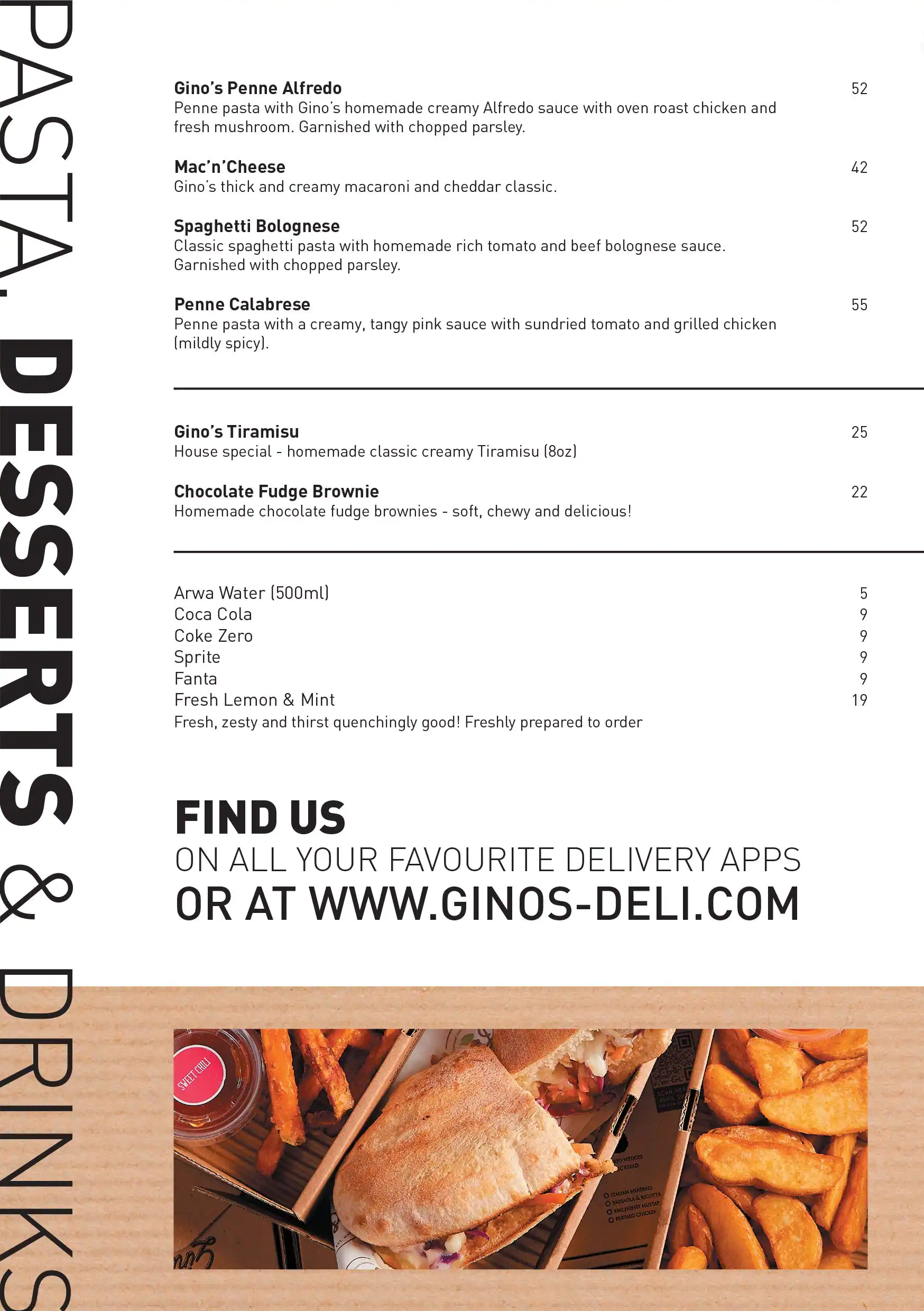 Gino's Deli Menu in Burj Khalifa Area 