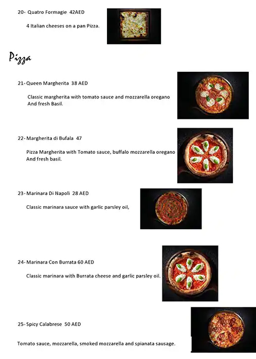 CIAO Pizzeria Artigianale Menu 