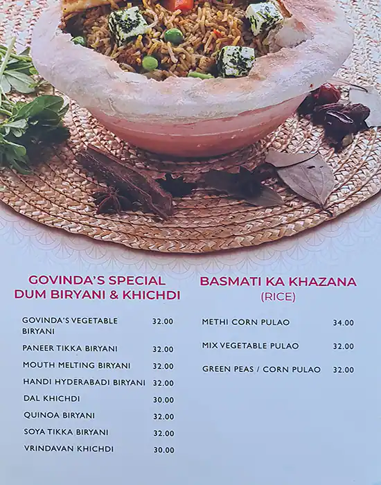 My Govinda's - ماي جوفينداز Menu 