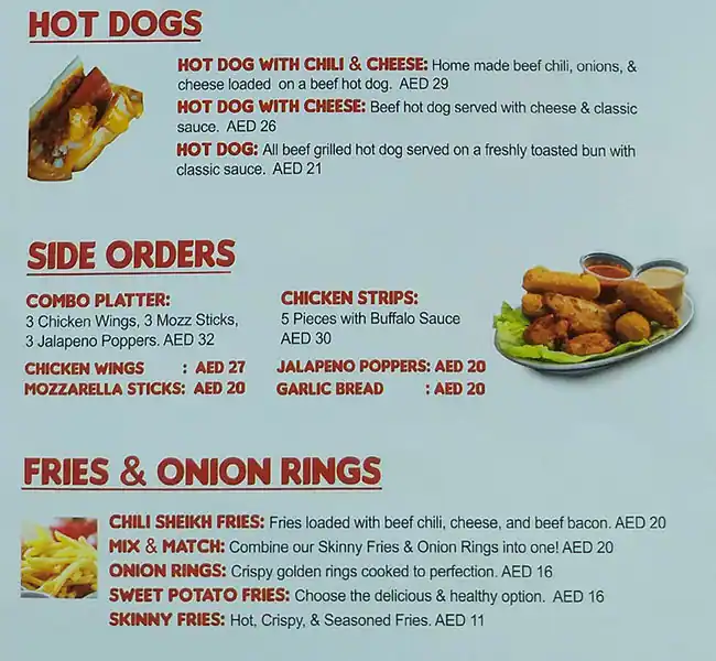 Sheikh & Shake - Burgers Menu in Barsha 