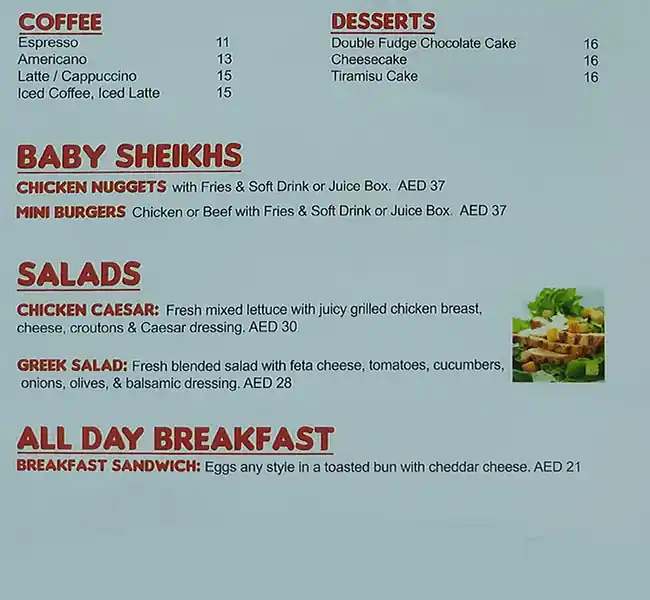 Sheikh & Shake - Burgers Menu in Barsha 