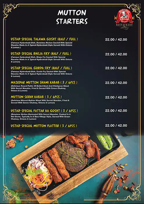 Hyderabadi Ustad Biryani Menu in Al Karama, Dubai 