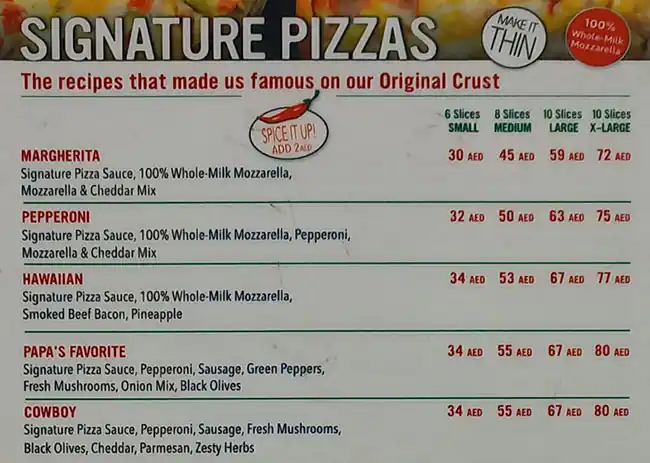 Papa Murphy's Pizza - بابا ميرفيز بيتزا Menu 