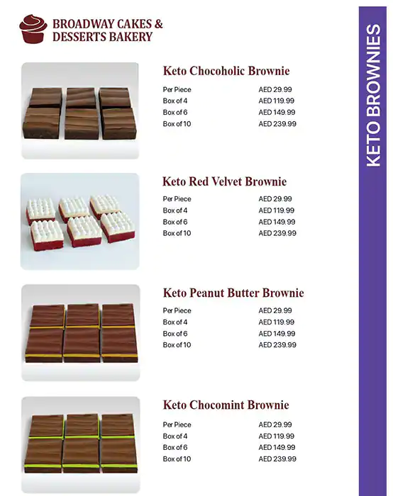 Broadway Cake & Dessert Bakery Menu 