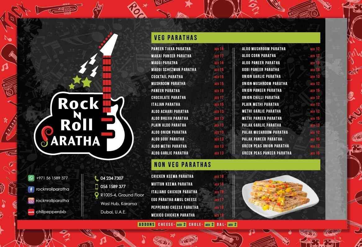 Rock n Roll Paratah Menu in Bur Dubai 