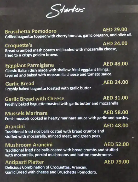 Best restaurant menu near Umm Suqeim Dubai