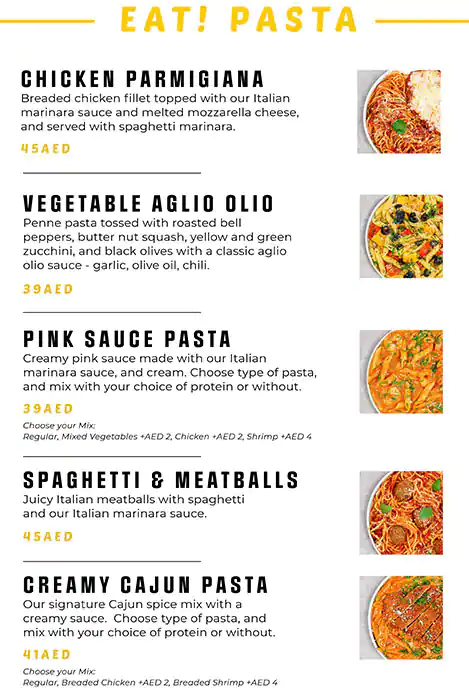 Eat! Pasta Menu in Barsha 