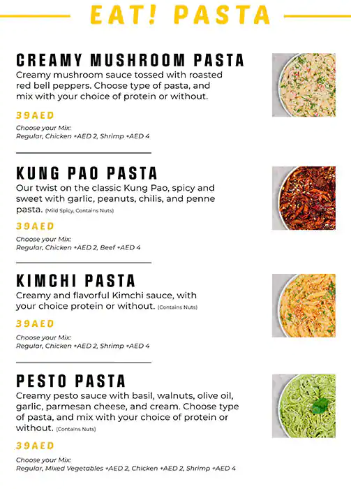 Eat! Pasta Menu in Barsha 