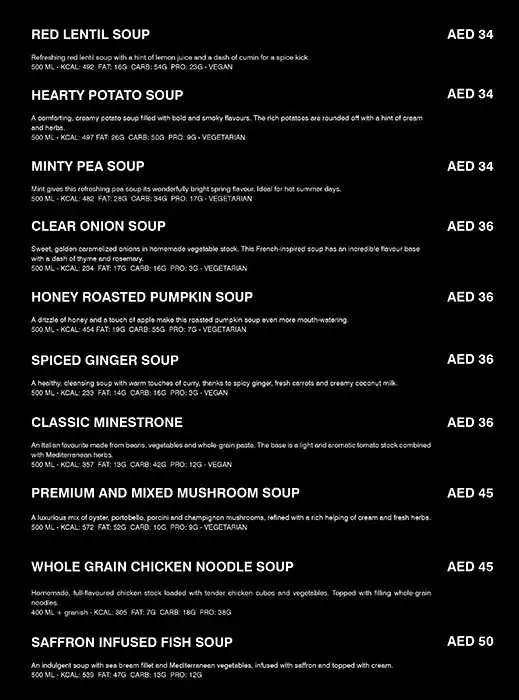 SOUP & SOUL Menu in Burj Khalifa Area 