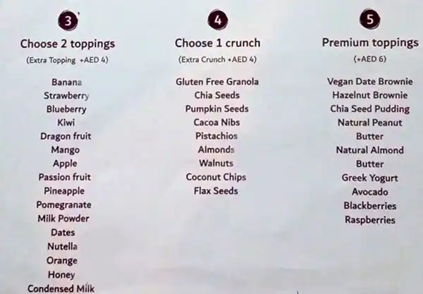 Acai and Co Menu in Deira 