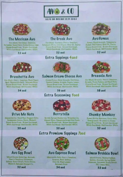 Avo and Co Menu in Deira 